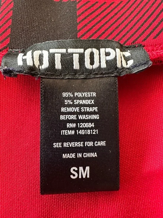 Red Black Plaid Skater Mini Skirt O Ring Zip Suspender Goth Punk Small Indie - Picture 8 of 11